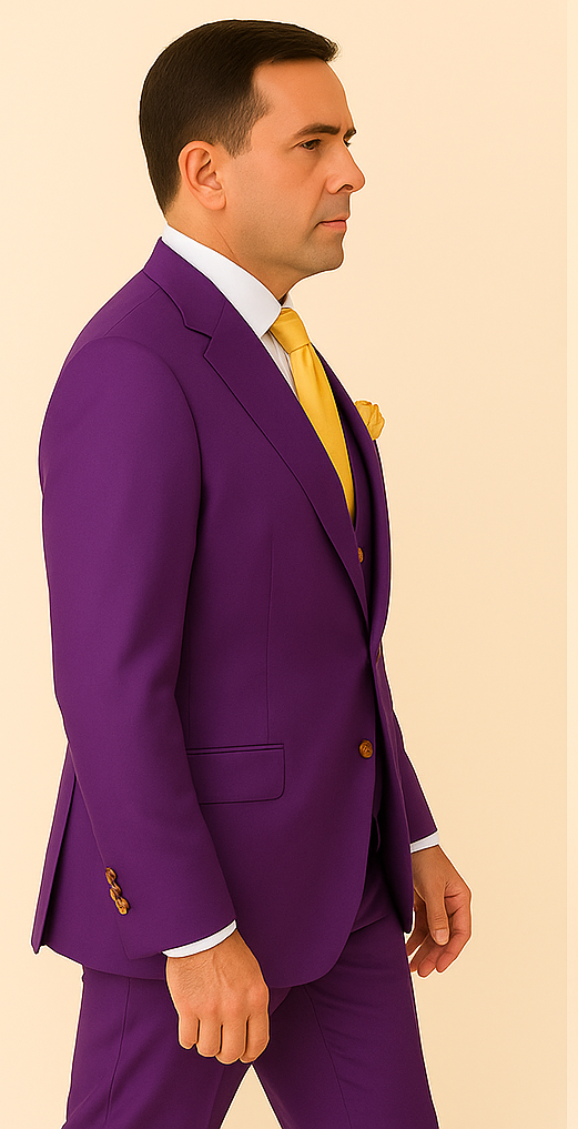 Rossi Man BOND RM1778 Slim Fit 3-Piece Purple Suit – Elegant Tailored Suit for Men - 34R