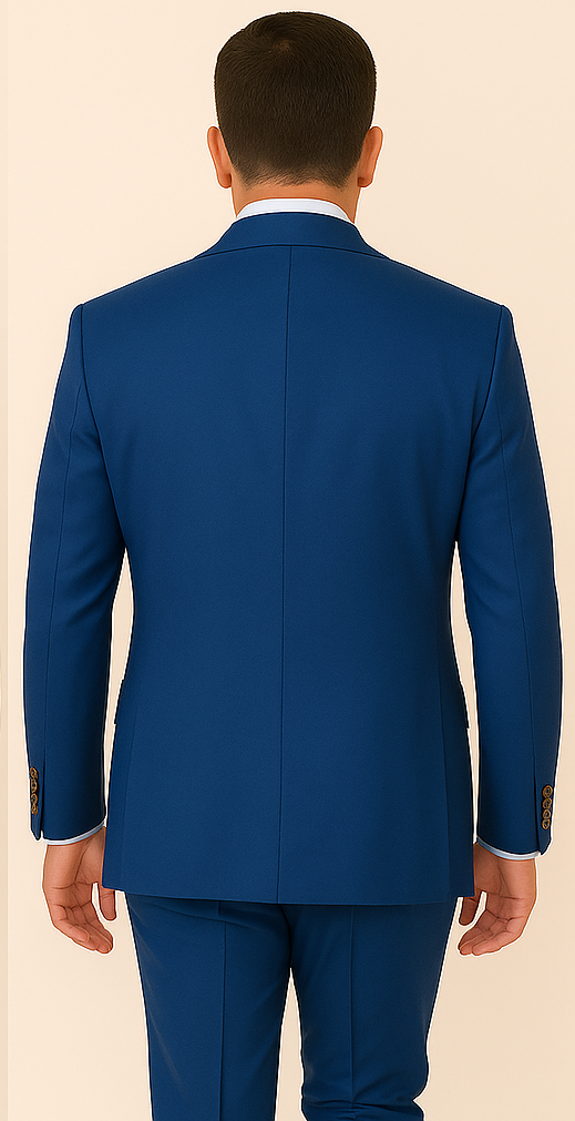 Rossi Man BOND RM1780 Slim Fit 3-Piece Suit – Modern Royal Blue Suit for Men - 34R