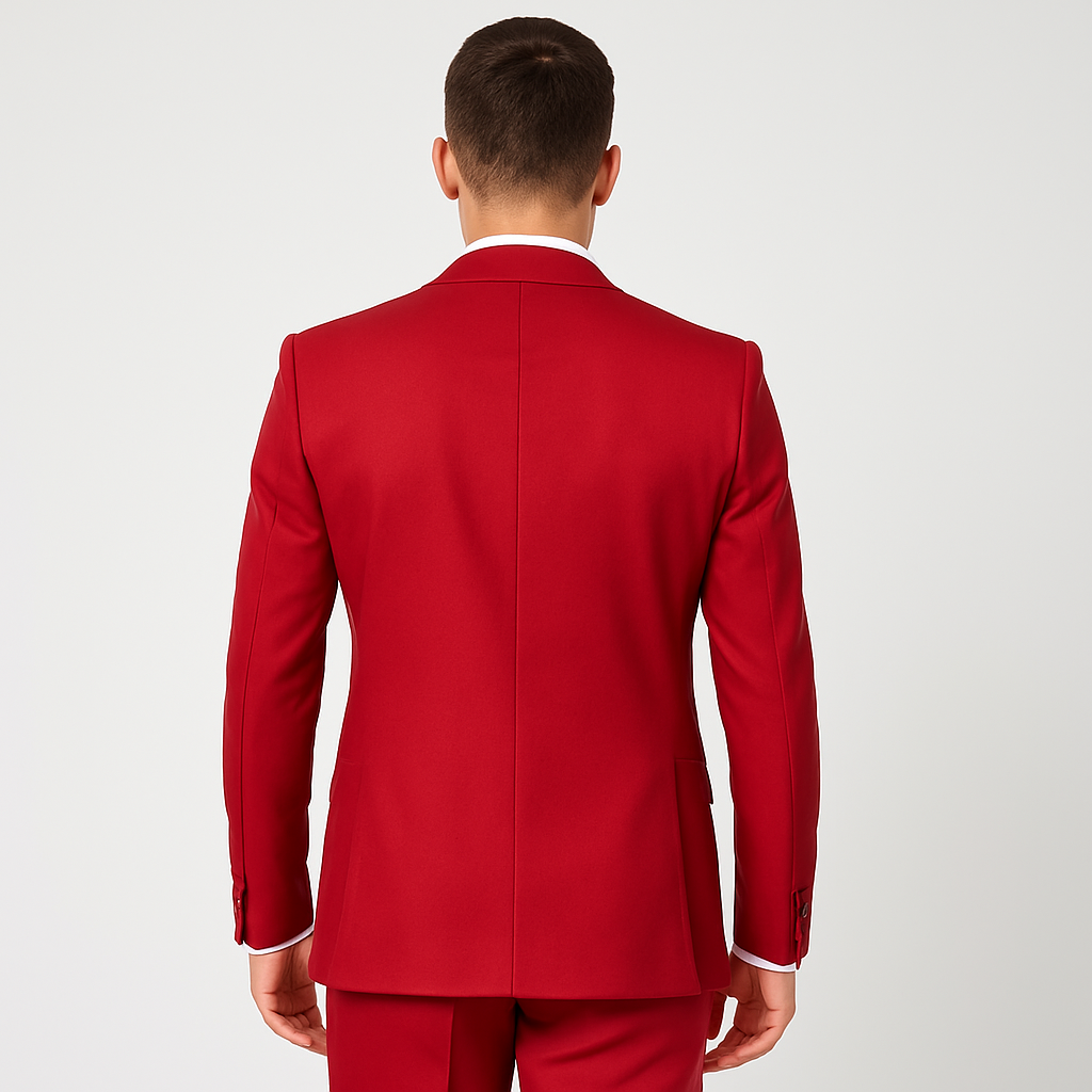 Rossi Man Max Slim Fit Formal Suit – 3-Piece Set in Bold Solid Red | RM1191 - 34R
