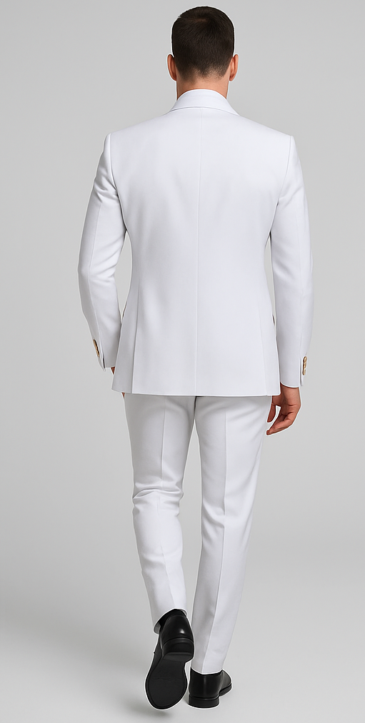 Rossi Man MAX RM1374 Slim Fit 3-Piece Suit – Elegant Solid White Formalwear for Men - 34R