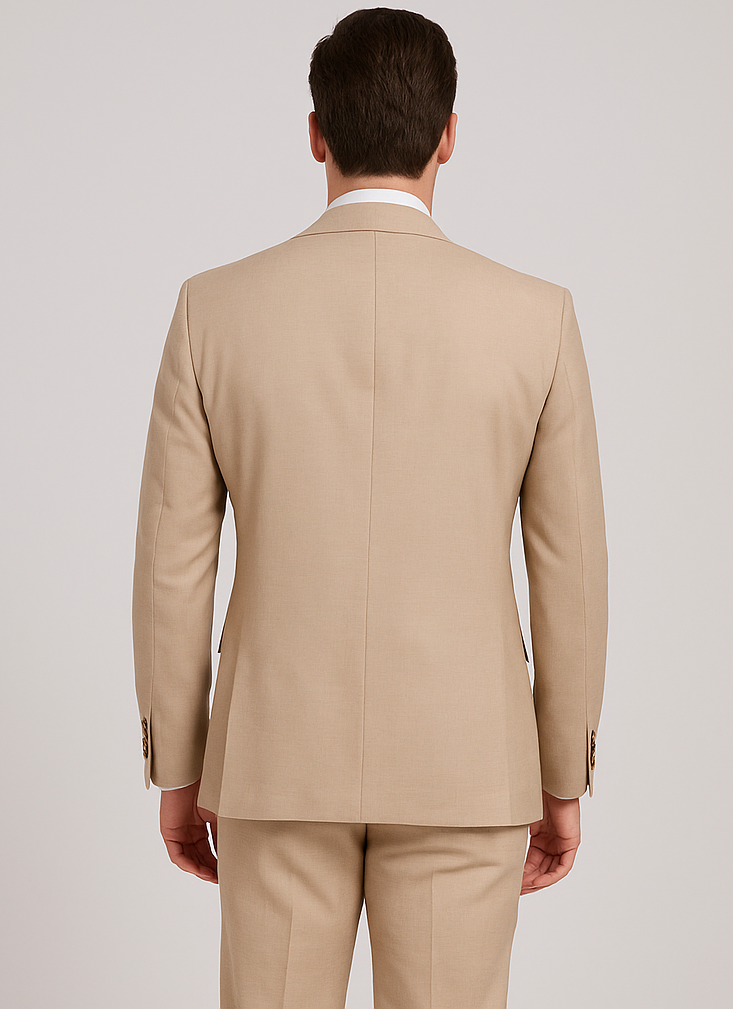 Rossi Man Max RM1391 – Slim Fit 3-Piece Men’s Suit in Solid Beige - 34R