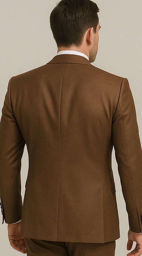 Rossi Man Max RM1392 – Slim Fit 3-Piece Men’s Suit in Solid Brown - 34R