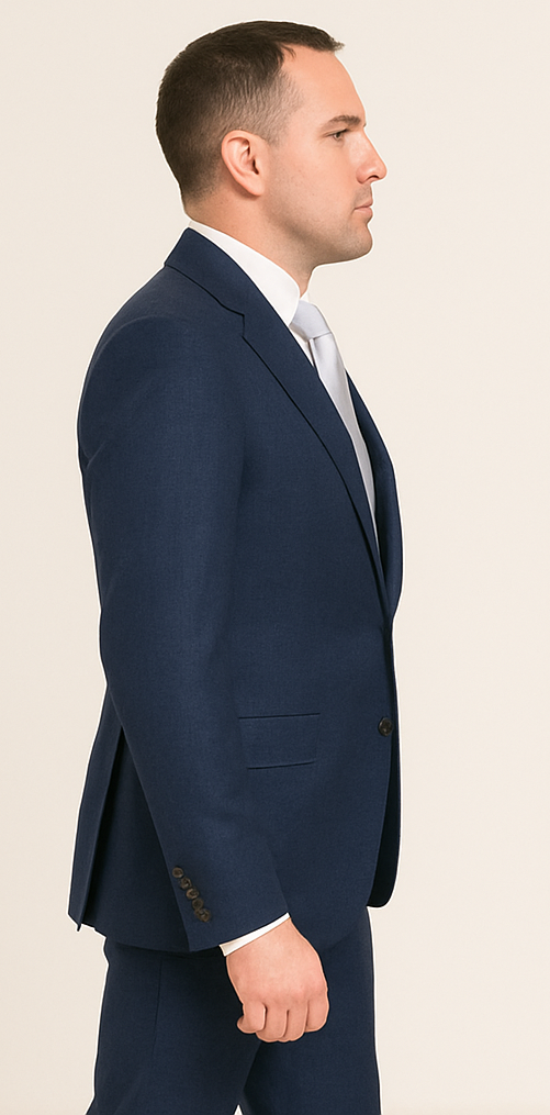 Rossi Man MAX RM1783 Slim Fit 3-Piece Suit – Modern Solid Blue Suit for Men - 34R
