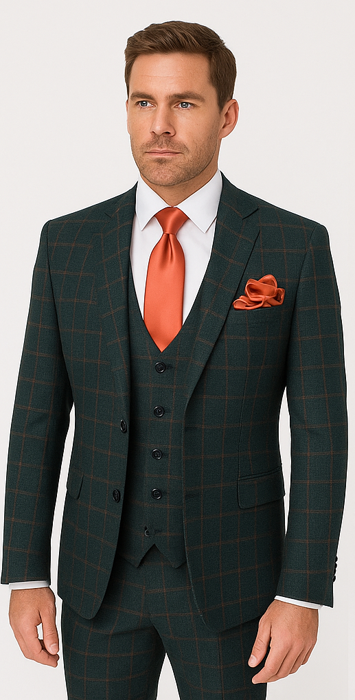Rossi Man MAX RM1788 Slim Fit 3-Piece Suit – Stylish Formalwear for Men - 34R
