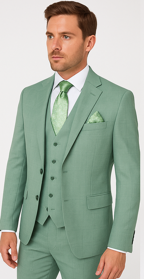 Rossi Man MAX RM1821 Slim Fit 3-Piece Suit - Contemporary Mens Formalwear