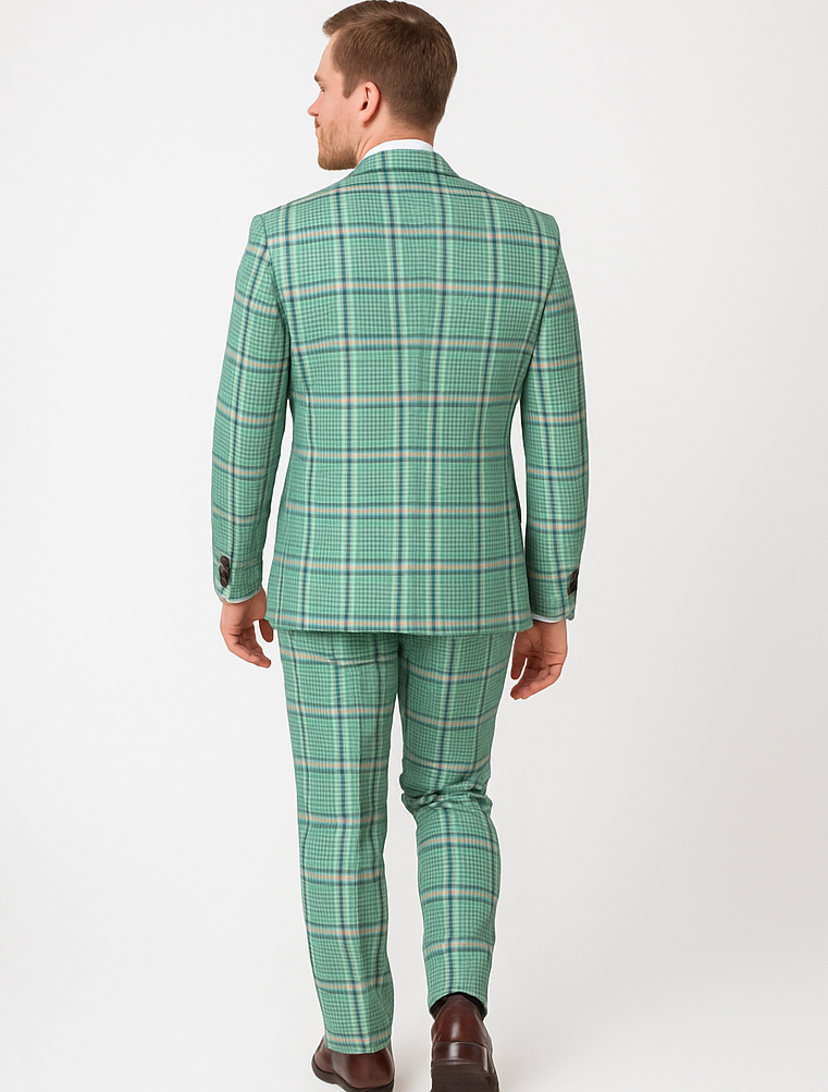 Rossi Man MAX RM1825 Slim Fit 3-Piece Mint Green Suit – Modern Formalwear for Men - 34R