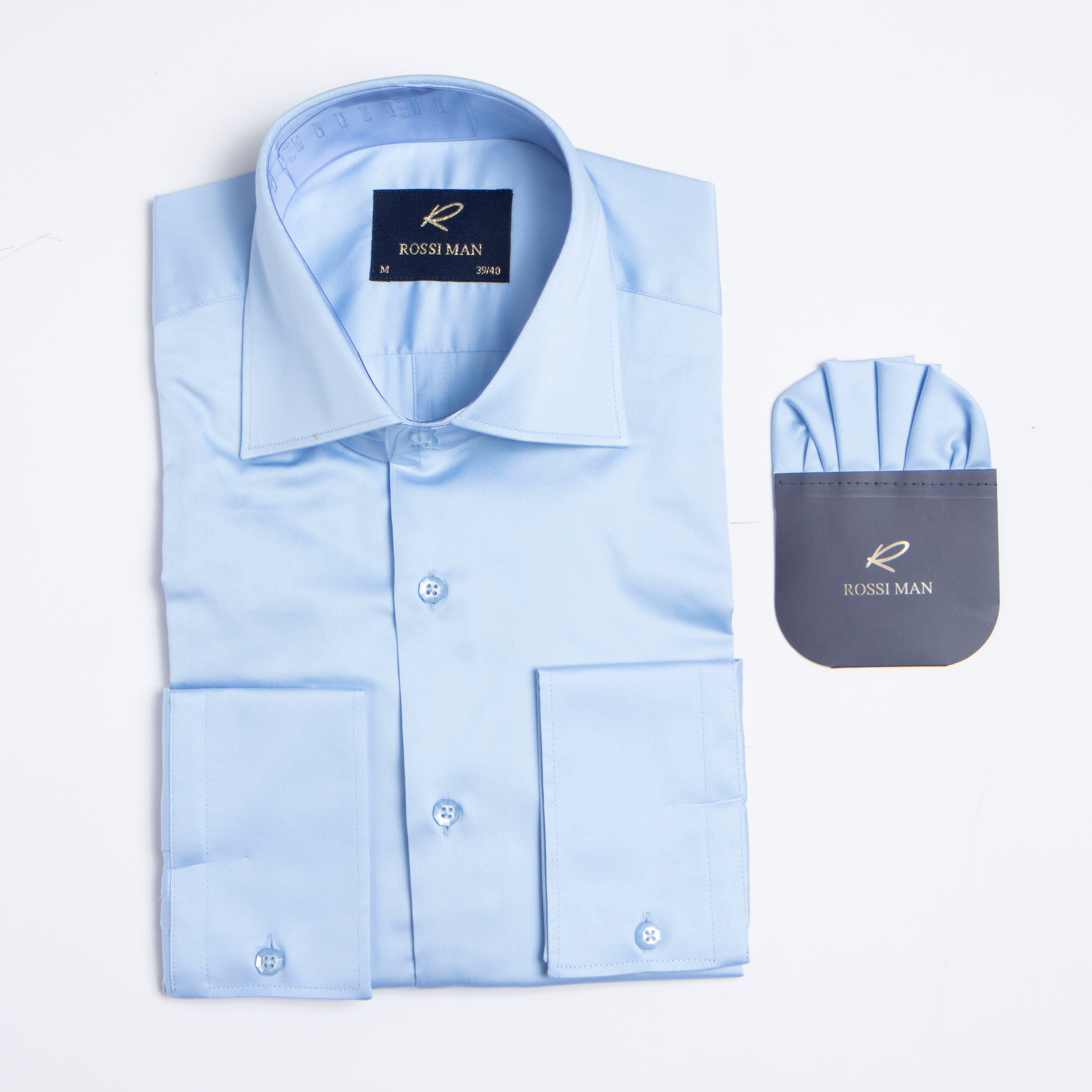 Men’s Light Blue Shirt by Rossi Man – RS1 Model - S (14/14.5)
