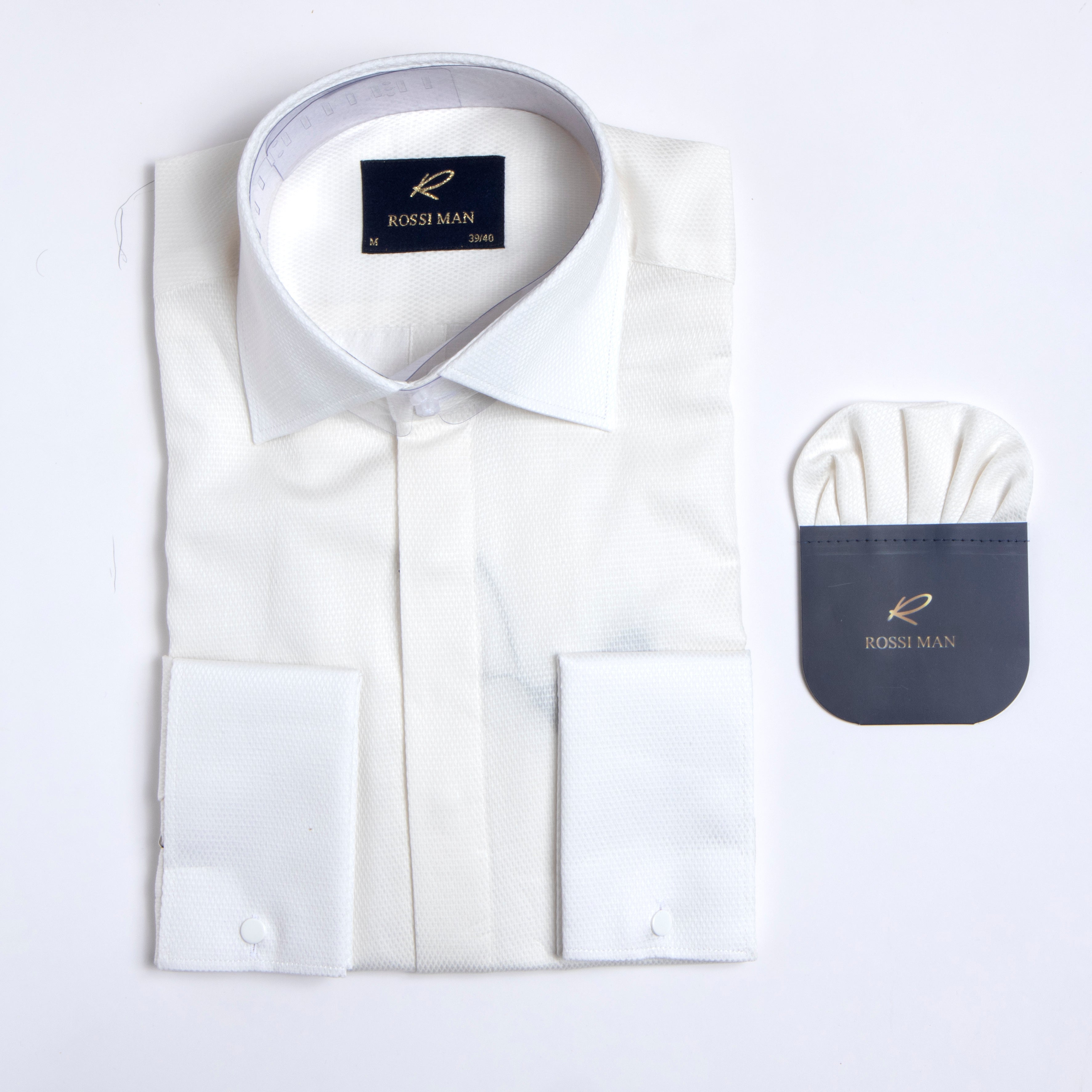 Rossi Man Men's Shirt – RS3 Style in Cream - S (14/14.5)