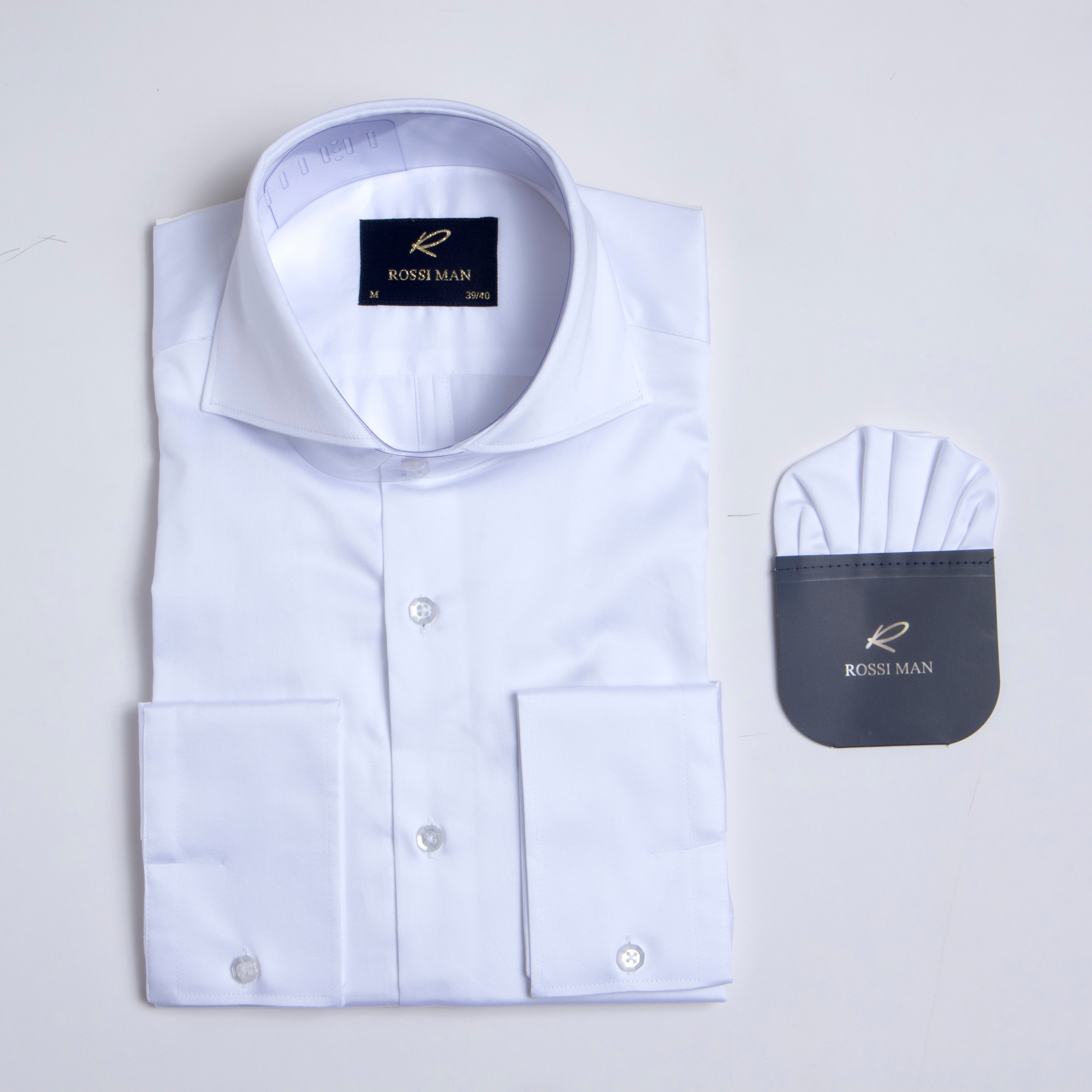 Men’s White Shirt by Rossi Man – RS4 Style - S (14/14.5)