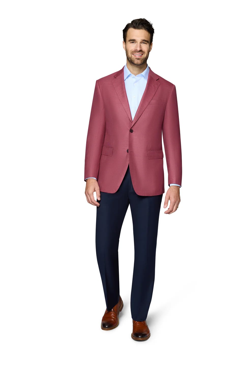 Mens Blazer - Raspberry Color Modern Fit Sport Coat 2 Buttons Notch lapel Side Vented - 62 Regular