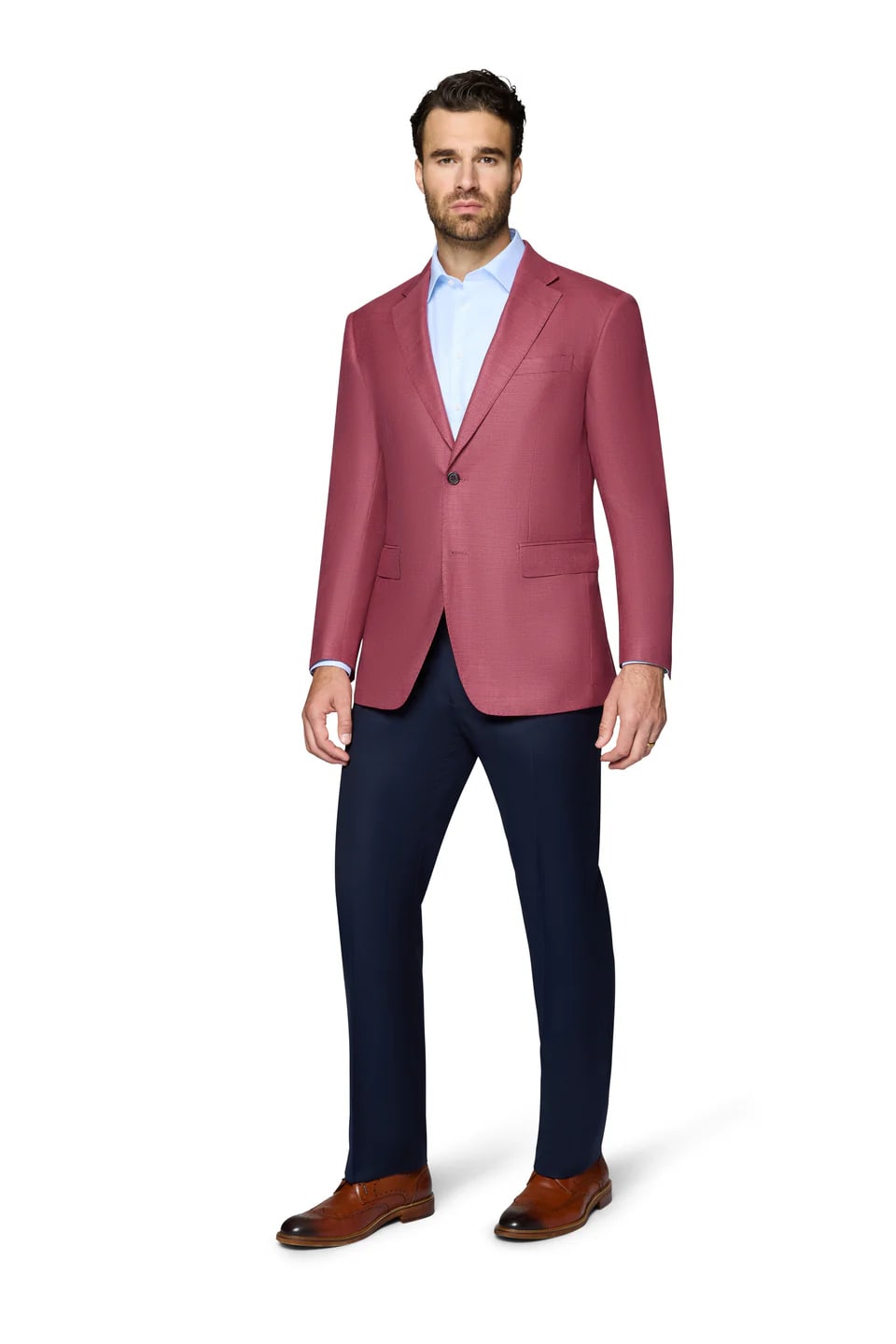 Mens Blazer - Raspberry Color Modern Fit Sport Coat 2 Buttons Notch lapel Side Vented - 62 Regular