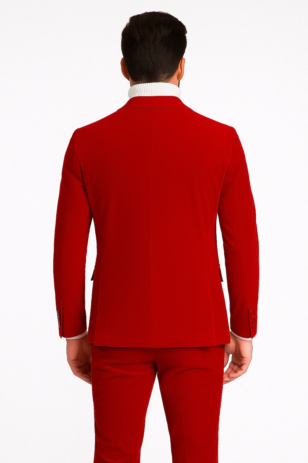 Mens Slim Fit Red Velvet Double Breasted Suit with Peak Lapel – Formal Tuxedo Style - 34 Short or Extra Small