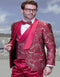 Red and Gold Tuxedo Paisley Wedding Suit