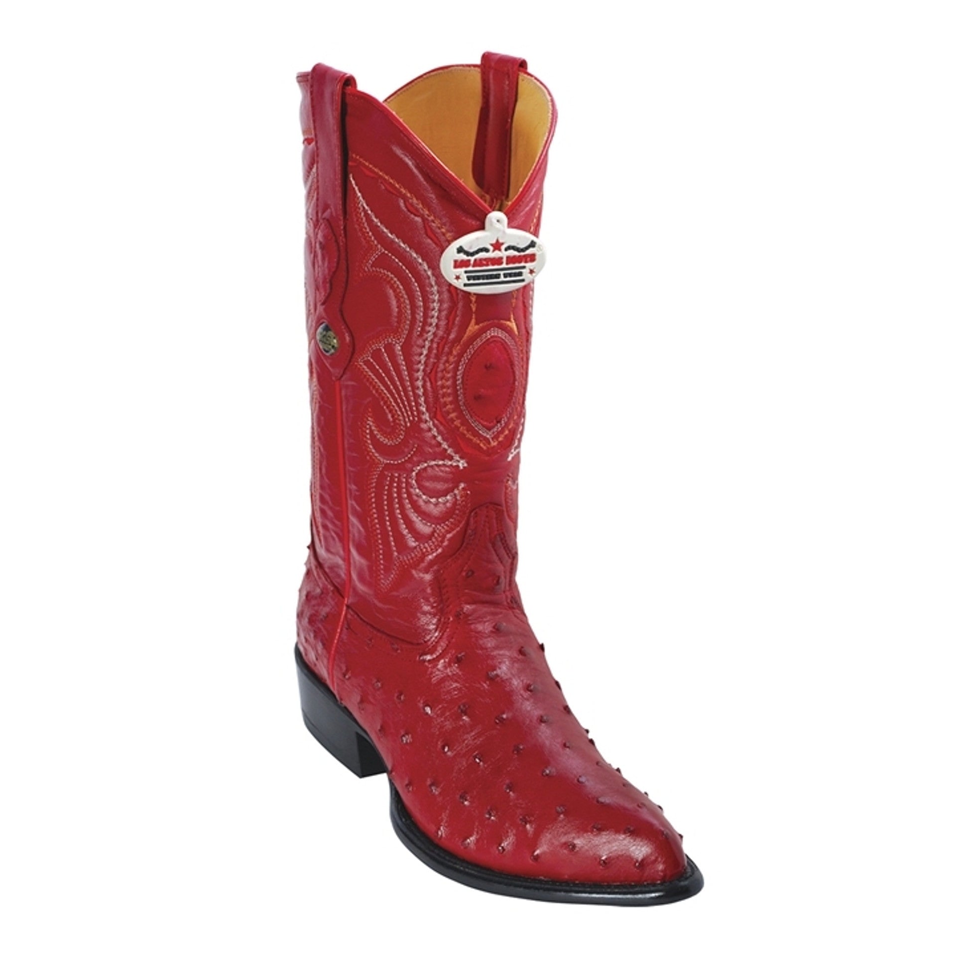 Los Altos Men's Red Full Quill Ostrich Boots - 8