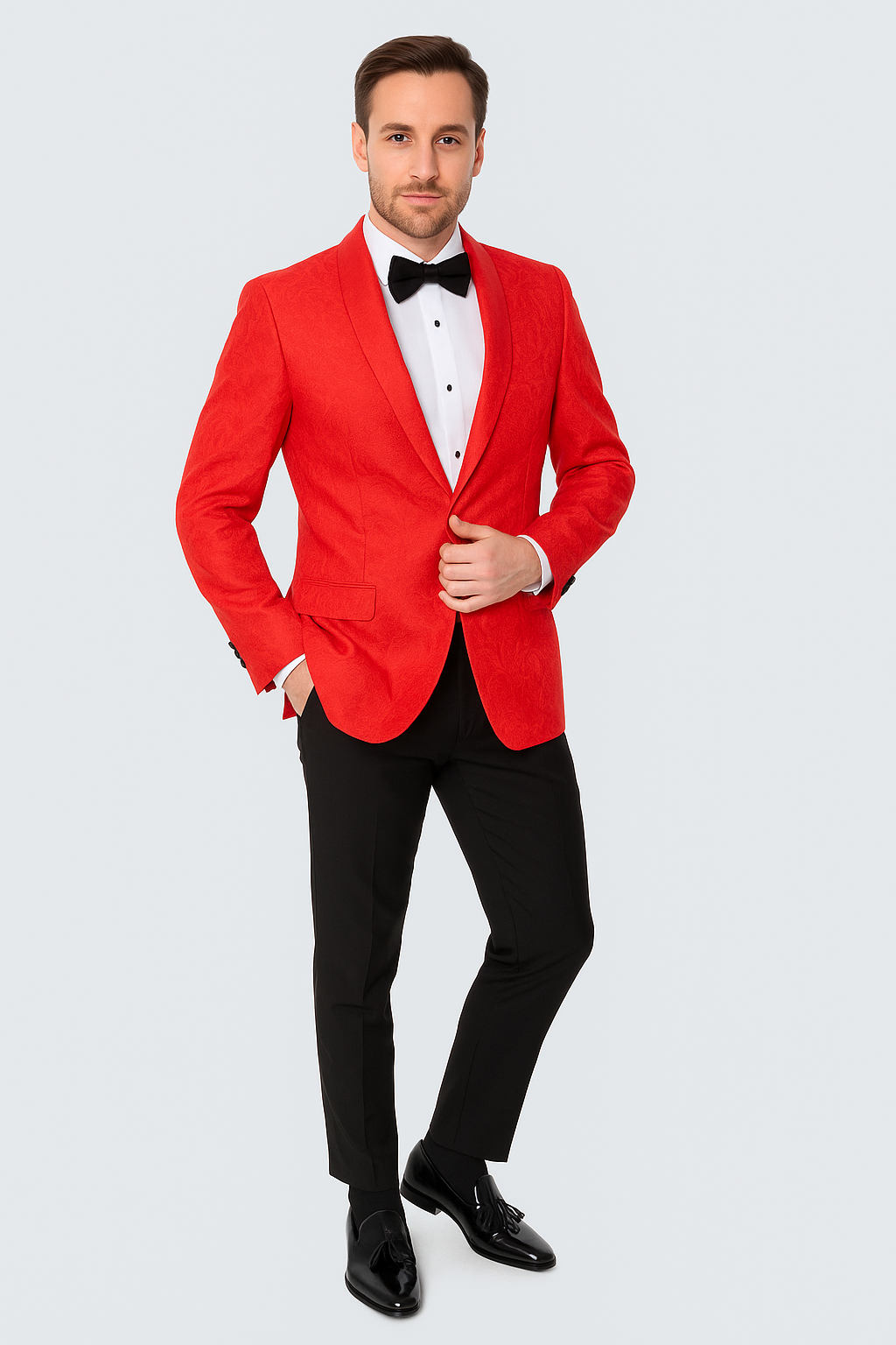 Red Paisley Tuxedo Jacket Slim Fit - Wedding - Prom 2025 - Coat Size 38