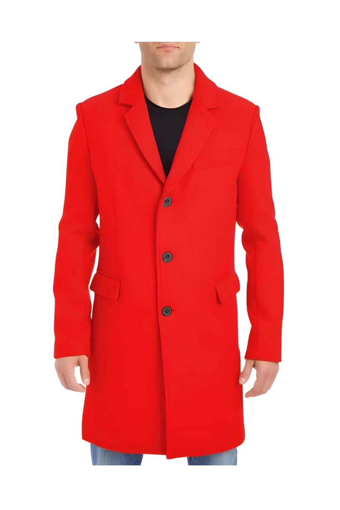 Men's Big And Tall Designer Men's Wool Men's Peacoat Sale ~ Winter Coats Wool Fabric 3XL 4XL 5XL 6XL - Coat Size 38