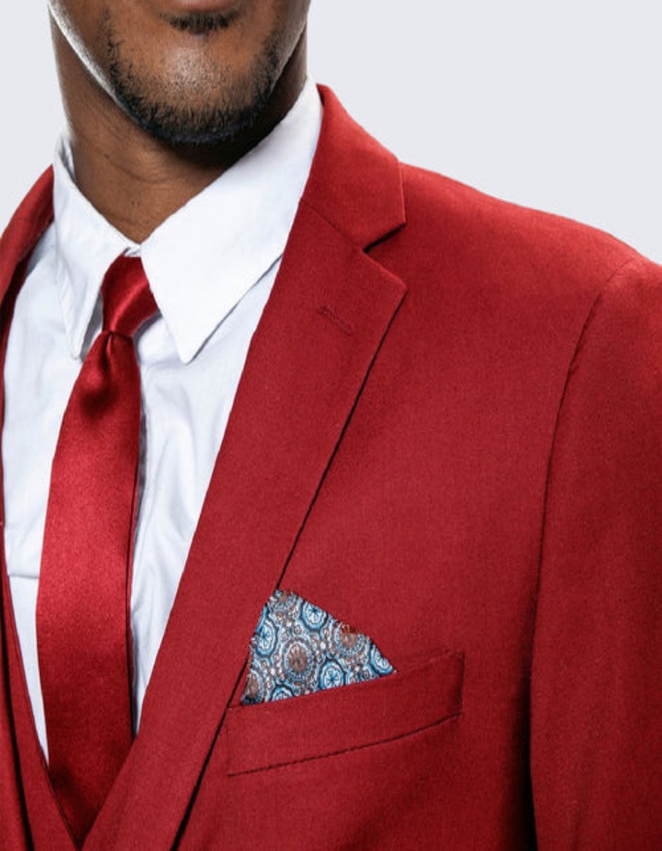 Red Skinny Fit Suit Three Piece Set - Separates - Wedding - Prom 2025 - Coat Size 38