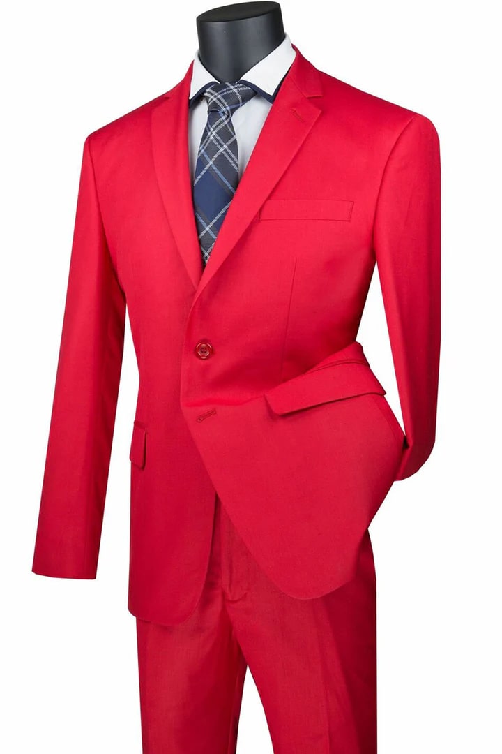 Cheap Priced Suit - Mens Basic 2 Button Modern Fit Red Suit - 38 Short Jacket+32 Waist Adjustable 28to34)(Height: 5 4 to5 7 )(Neck 15-16.5)S-M)