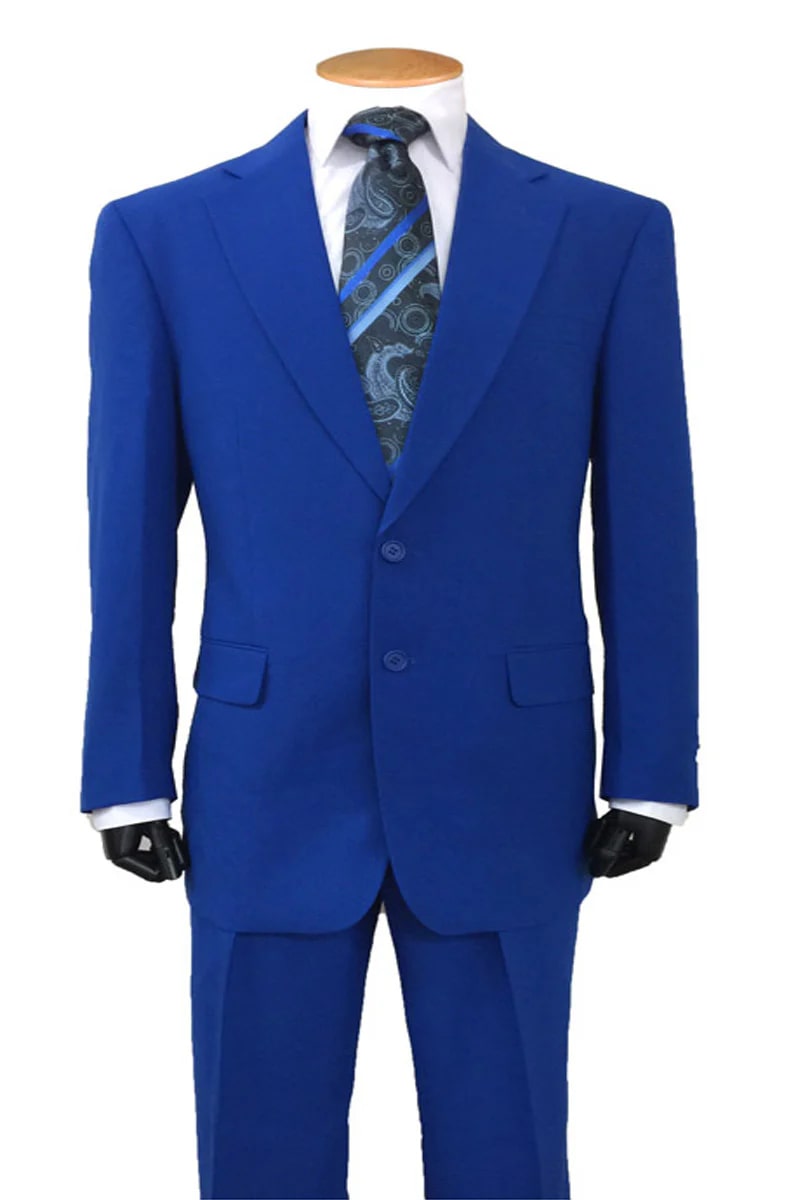Mens 2 Button Polyester Fashion Suit in Royal Blue - 38 Short Jacket+32 Waist Adjustable 28to34)(Height: 5 4 to5 7 )(Neck 15-16.5)S-M)