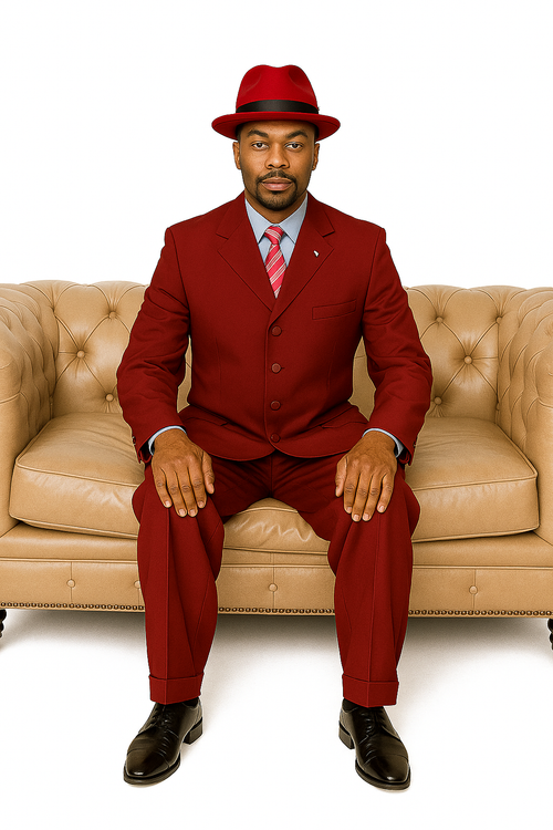 Zoot Suit - Mens 2PC Classic Long Fashion Burgundy Zoot Suit