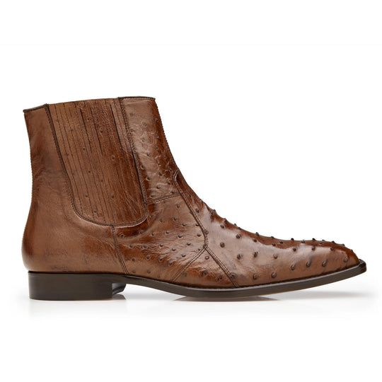 Men's Belvedere Roger Ostrich Quill Dress Boot in Brown - 10-M