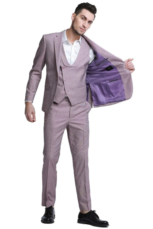 Cheap priced Suit - Men's One Button Double Breasted Vest Slim Fit Sharkskin Wedding Rose Suit