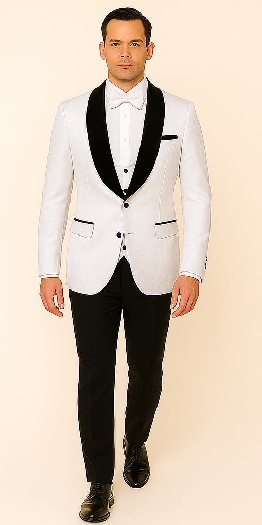 Rossi Man RM1444 – Slim Fit Smoking Style 3-Piece Formal Tuxedo for Men - XS