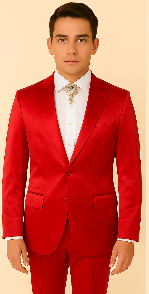 Rossi Man LEO RM1621 – Red Slim Fit 3-Piece Designer Suit for Men - XS
