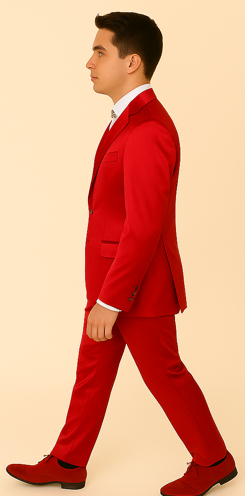 Rossi Man LEO RM1621 – Red Slim Fit 3-Piece Designer Suit for Men - XS