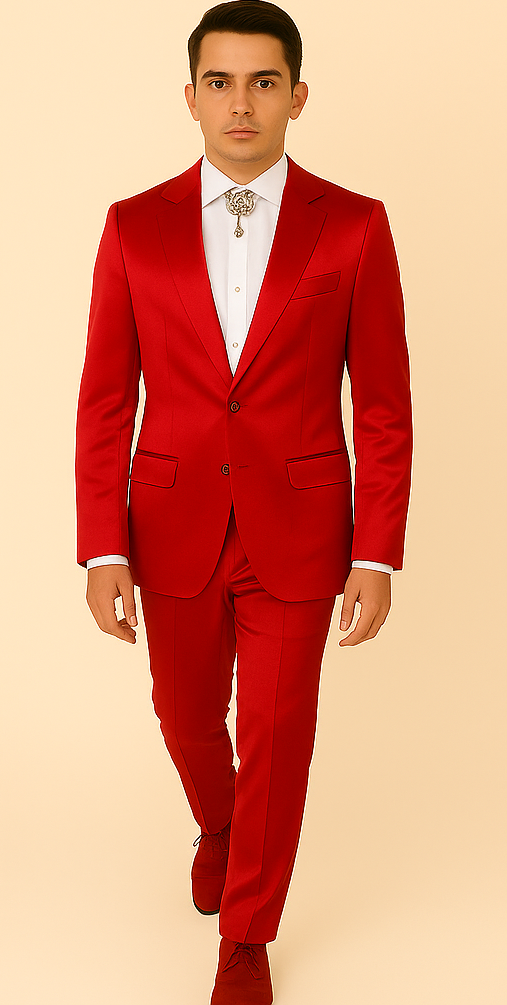 Rossi Man LEO RM1621 – Red Slim Fit 3-Piece Designer Suit for Men - XS