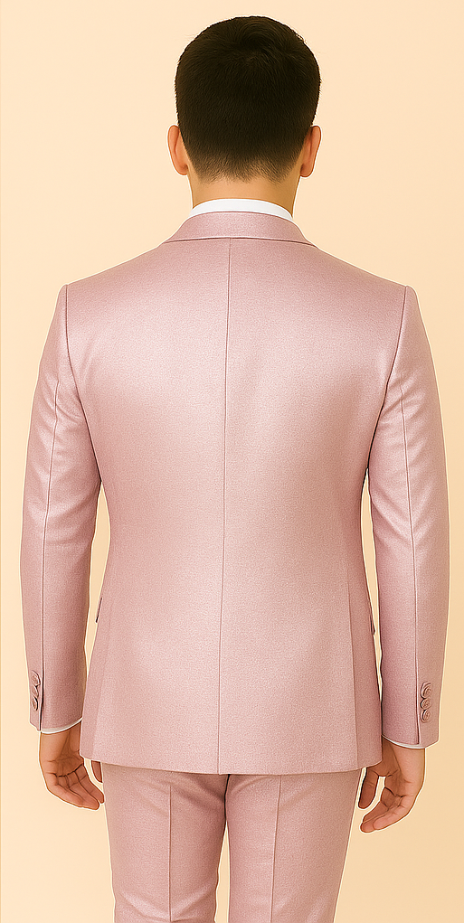 Rossi Man LEO RM1641 – Pink Shimmer Slim Fit 3-Piece Suit for Men - XS