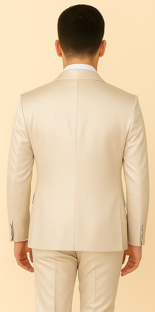 Rossi Man LEO RM1642 – Off-White Shimmer Slim Fit 3-Piece Suit for Men - XS