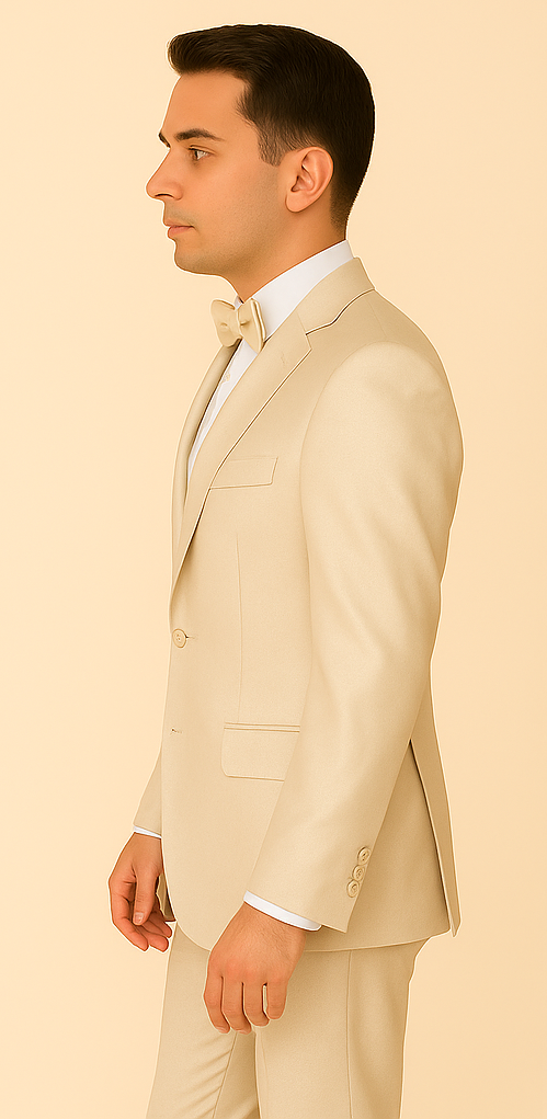 Rossi Man LEO RM1642 – Off-White Shimmer Slim Fit 3-Piece Suit for Men - XS