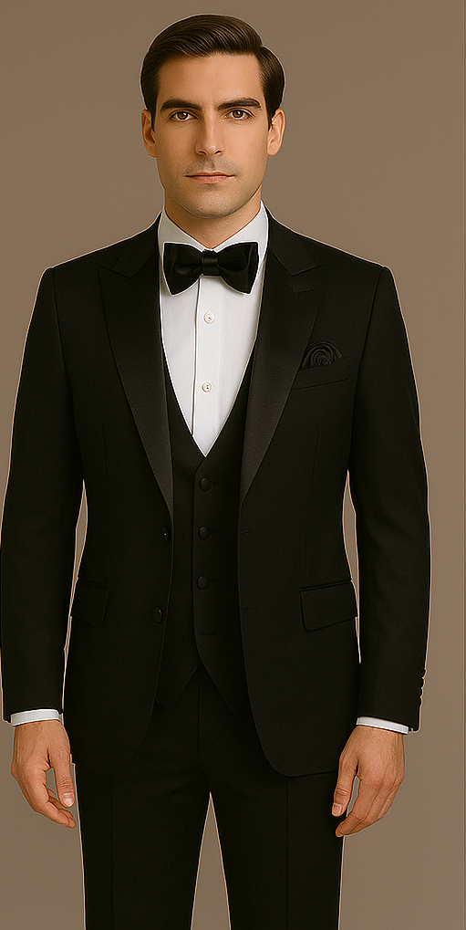 Rossi Man Leo Tuxedo RM1101 – Classic Black Formal Suit for Men | Timeless Tuxedo Style - XS