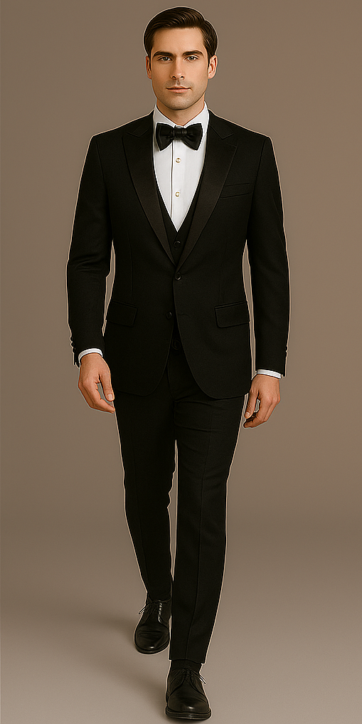 Rossi Man Leo Tuxedo RM1101 – Classic Black Formal Suit for Men | Timeless Tuxedo Style - XS