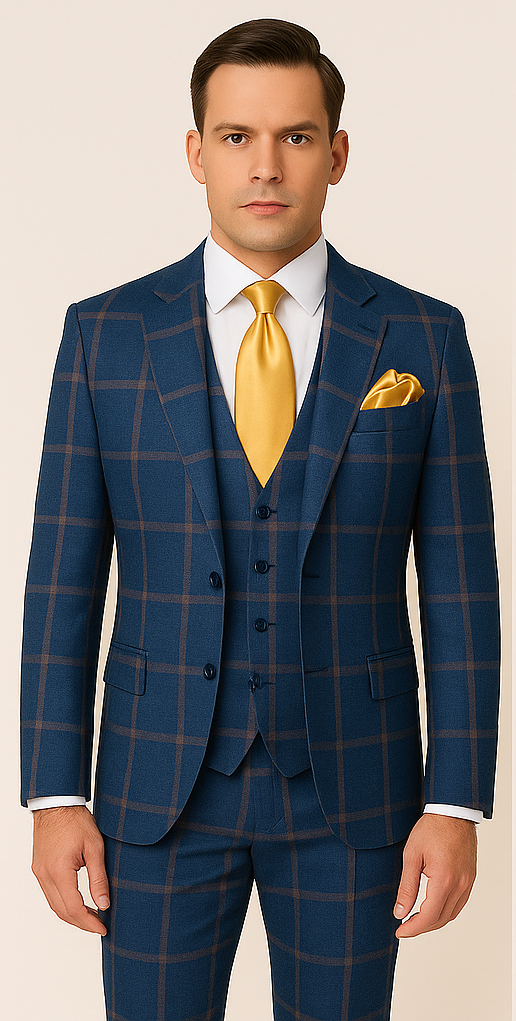 Rossi Man Max RM1840 – Slim Fit 3-Piece Formal Suit for Men - 34R