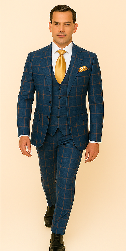Rossi Man Max RM1840 – Slim Fit 3-Piece Formal Suit for Men - 34R