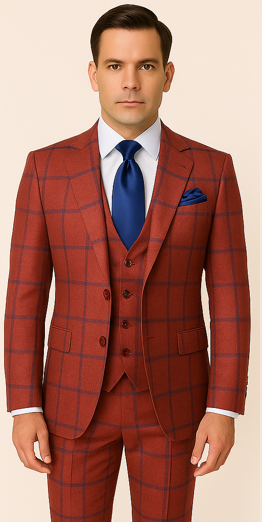 Rossi Man Max RM1842 – Slim Fit 3-Piece Formal Suit for Men - 34R