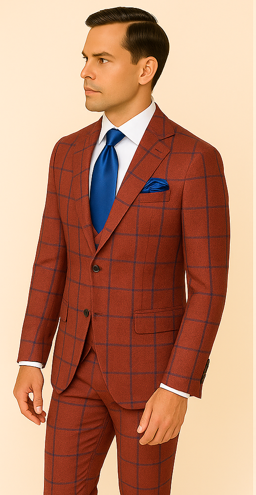 Rossi Man Max RM1842 – Slim Fit 3-Piece Formal Suit for Men - 34R