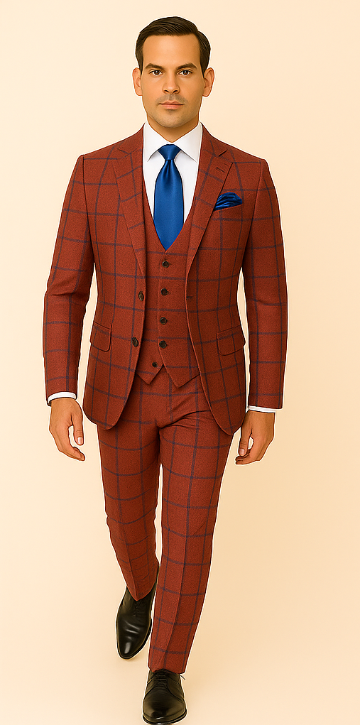 Rossi Man Max RM1842 – Slim Fit 3-Piece Formal Suit for Men - 34R