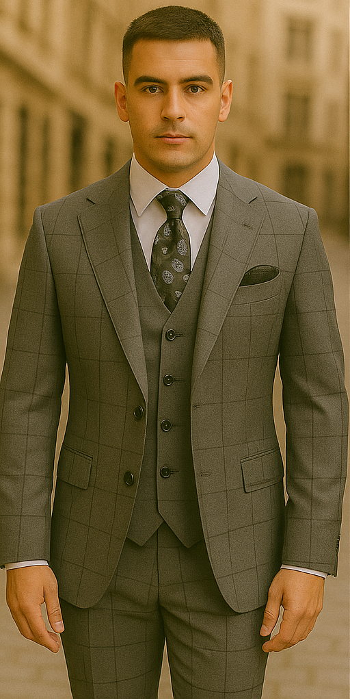 Rossi Man Men's Dress Suit – Classic Rossiman Formalwear for Timeless Style - 38 Short Jacket+32 Waist Adjustable 28to34)(Height: 5’4”to5’7”)(Neck 15-16.5)S-M)