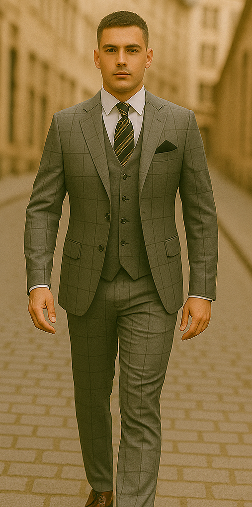Rossi Man Men's Dress Suit – Classic Rossiman Formalwear for Timeless Style - 38 Short Jacket+32 Waist Adjustable 28to34)(Height: 5’4”to5’7”)(Neck 15-16.5)S-M)