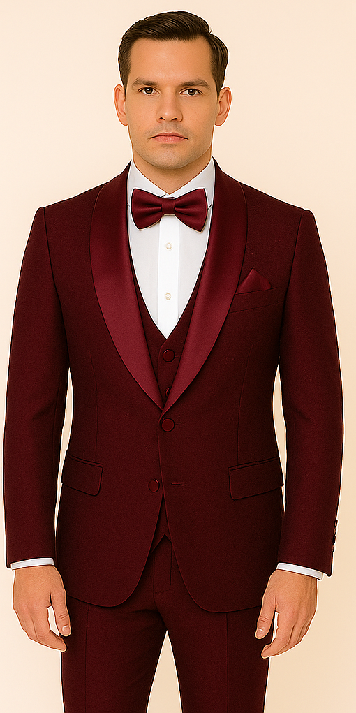 Rossi Man RM1253 – Formal 3-Piece Smoking Style Tuxedo for Men - XS