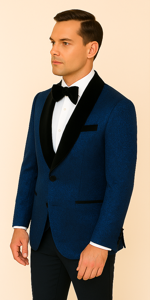 Rossi Man RM1483 – Slim Fit Smoking Style 3-Piece Tuxedo for Men - XS