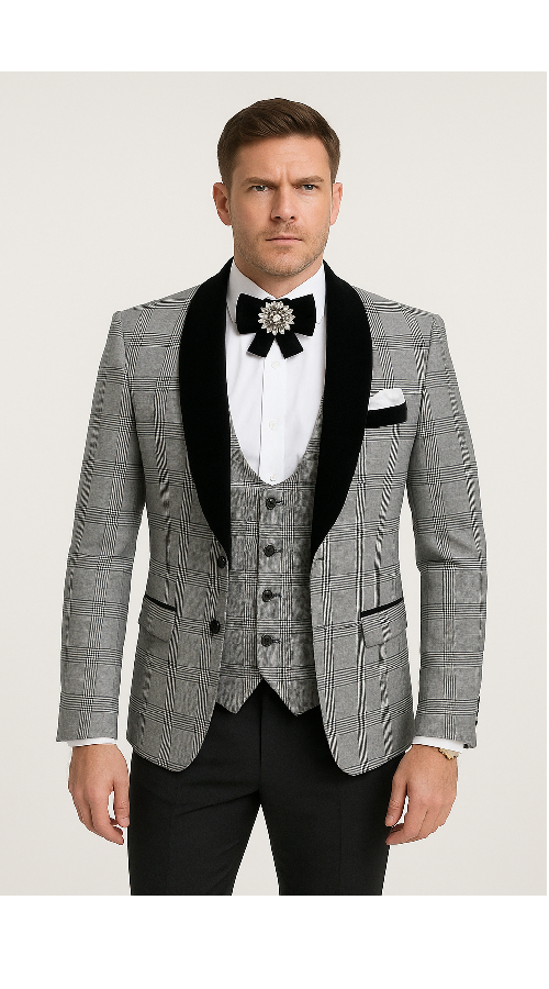 Rossi Man RM1295 – Classic 3-Piece Smoking Tuxedo for Men - XS
