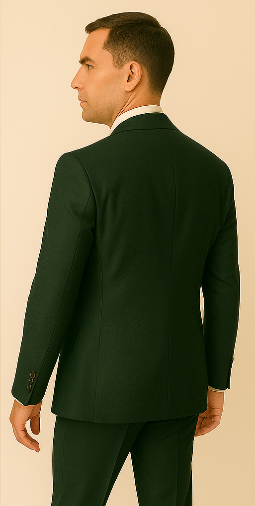 Rossiman Hunter Green Slim Fit Men's Suit – 3-Piece Vested Set with Flat Front Trousers - 38 Short Jacket+32 Waist Adjustable 28to34)(Height: 5’4”to5’7”)(Neck 15-16.5)S-M)