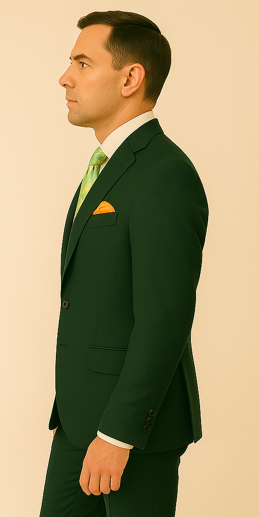 Rossiman Hunter Green Slim Fit Men's Suit – 3-Piece Vested Set with Flat Front Trousers - 38 Short Jacket+32 Waist Adjustable 28to34)(Height: 5’4”to5’7”)(Neck 15-16.5)S-M)
