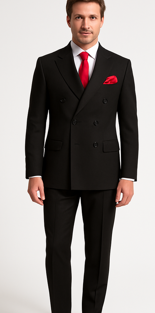 Rossiman Mens Formal Black Slim Fit Suit 3-Piece with Stylish Vest & Trousers