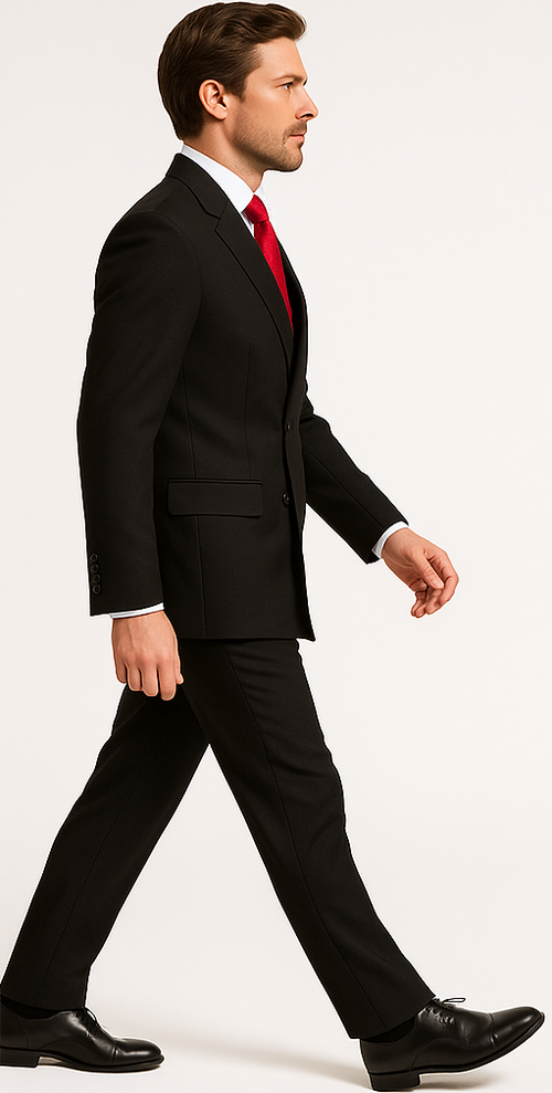 Rossiman Mens Formal Black Slim Fit Suit 3-Piece with Stylish Vest & Trousers