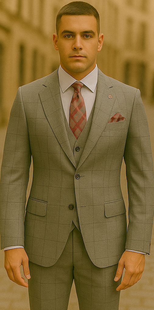 Rossiman Men's Dress Suit – Timeless Classic Formal Suit for Men - 38 Short Jacket+32 Waist Adjustable 28to34)(Height: 5’4”to5’7”)(Neck 15-16.5)S-M)